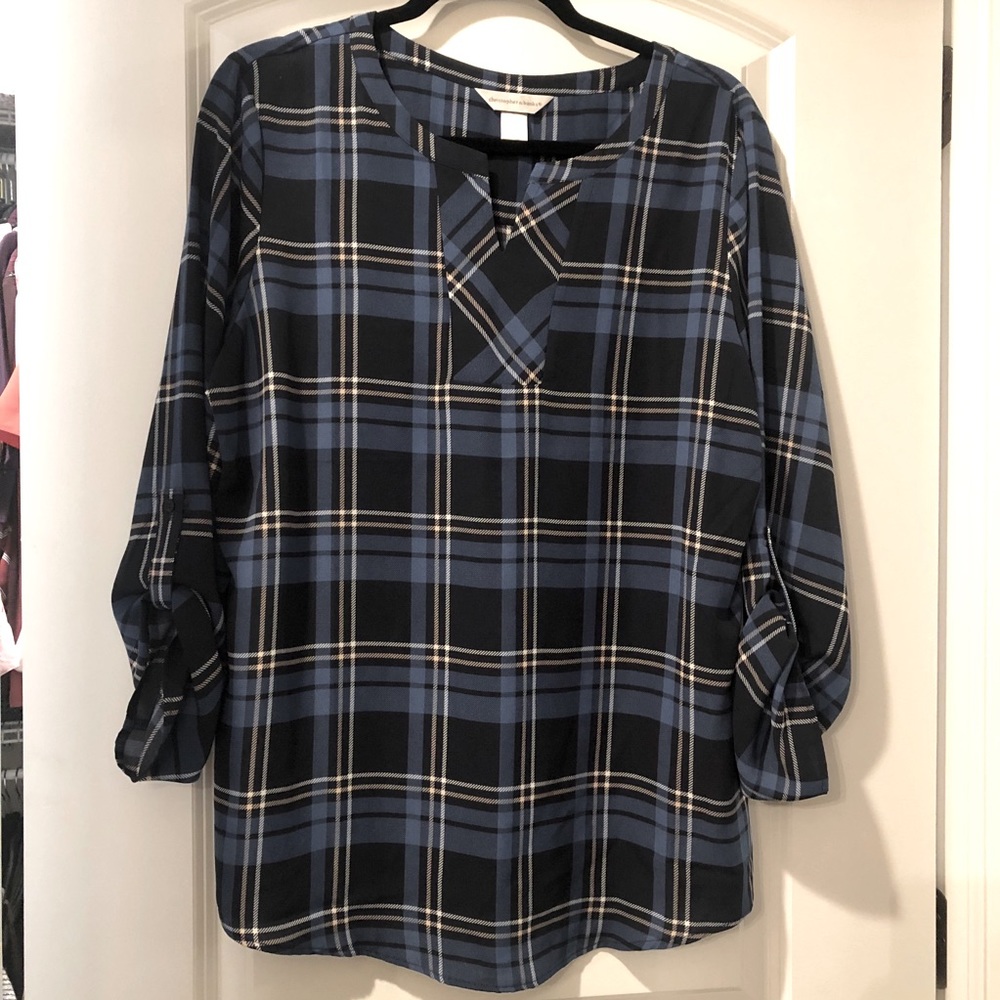 CHRISTOPHER & BANKS • Plaid blouse • NWOT